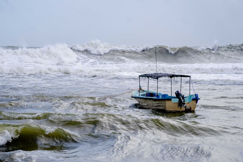 Small boat rough water